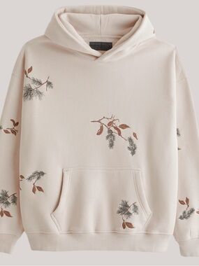 ABERCROMBIE AND FITCH MENS SOFT A&F EMBROIDERED LEAF HOODIE SWEATSHIRT SMALL